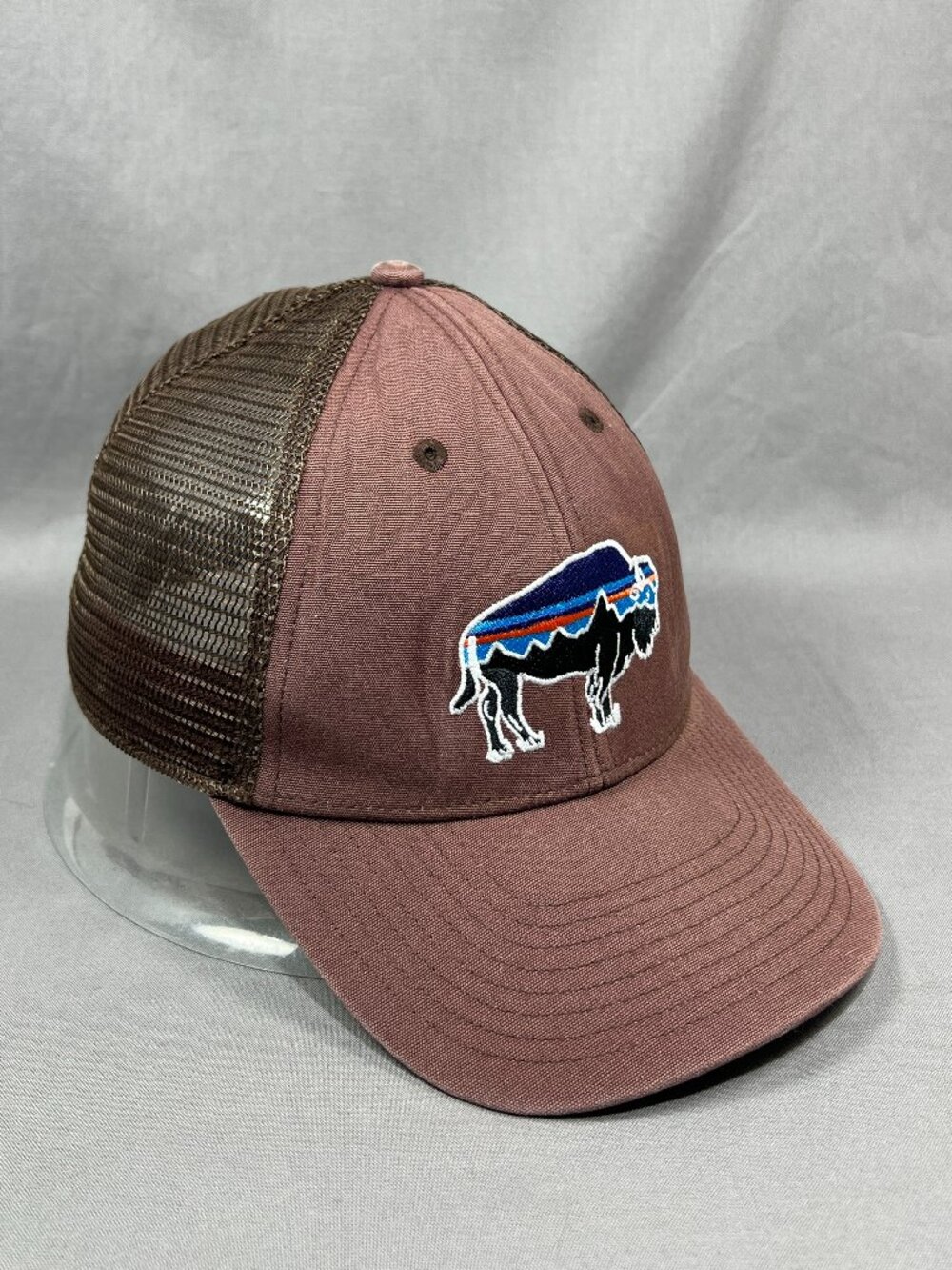 Patagonia Fitz Roy Bison Snapback Hat Cap Brown Trucker Mesh Hiking Outdoor Mens